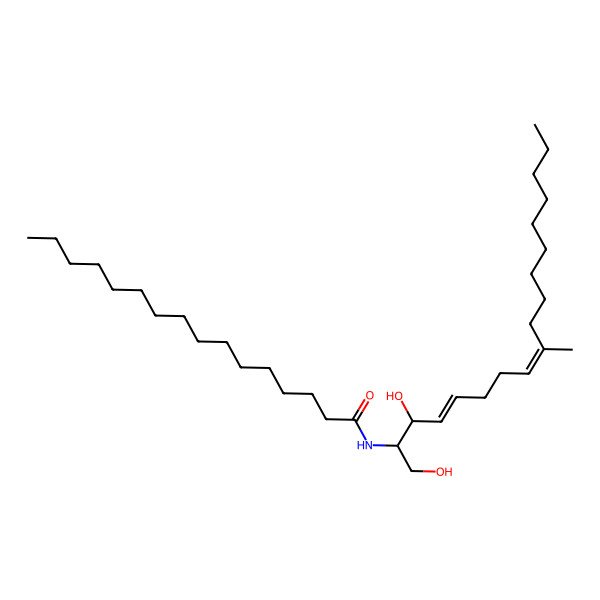 2D Structure of (2S,3R,4E,8E)-N-hexadecanoyl-2-amino-9-methyl-4,8-octadecadiene-1,3-diol