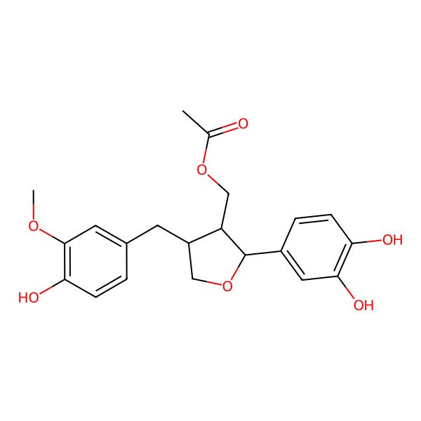 2D Structure of [(2S,3R,4R)-2-(3,4-dihydroxyphenyl)-4-[(4-hydroxy-3-methoxyphenyl)methyl]oxolan-3-yl]methyl acetate