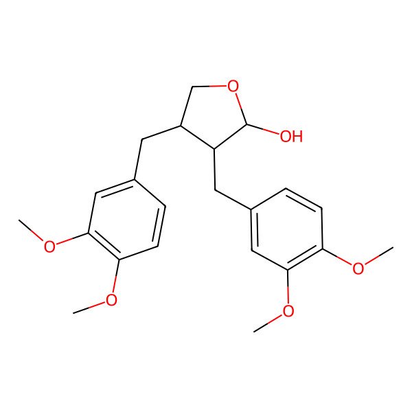2D Structure of (2S,3R,4R)-3,4-bis[(3,4-dimethoxyphenyl)methyl]oxolan-2-ol