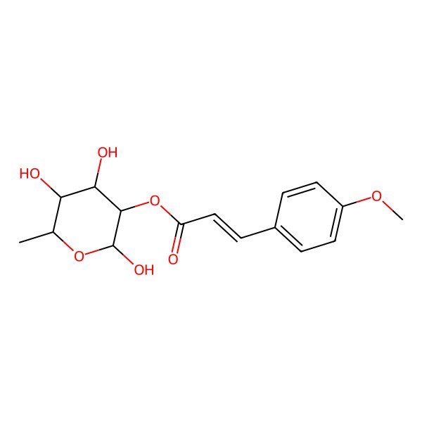 2D Structure of [(2S,3R,4R,5R,6S)-2,4,5-trihydroxy-6-methyloxan-3-yl] (E)-3-(4-methoxyphenyl)prop-2-enoate