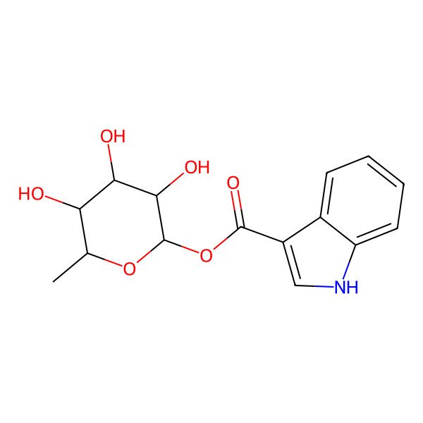 2D Structure of [(2S,3R,4R,5R,6S)-3,4,5-trihydroxy-6-methyloxan-2-yl] 1H-indole-3-carboxylate