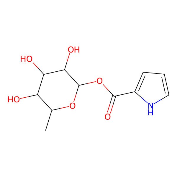2D Structure of [(2S,3R,4R,5R,6S)-3,4,5-trihydroxy-6-methyloxan-2-yl] 1H-pyrrole-2-carboxylate