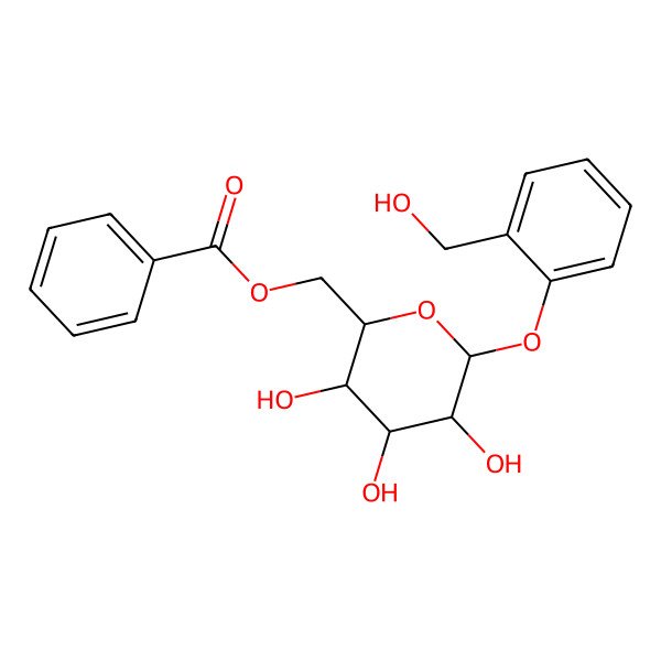 2D Structure of [(2S,3R,4R,5S,6R)-3,4,5-trihydroxy-6-[2-(hydroxymethyl)phenoxy]oxan-2-yl]methyl benzoate