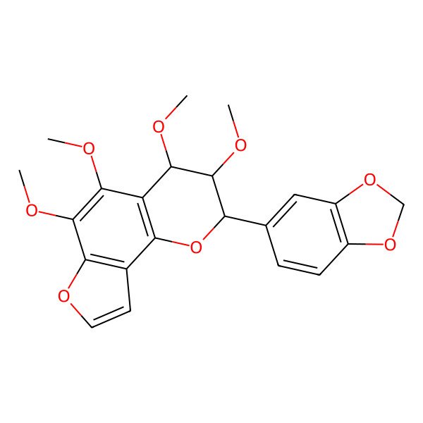 2D Structure of (2S,3R,4S)-2-(1,3-benzodioxol-5-yl)-3,4,5,6-tetramethoxy-3,4-dihydro-2H-furo[2,3-h]chromene