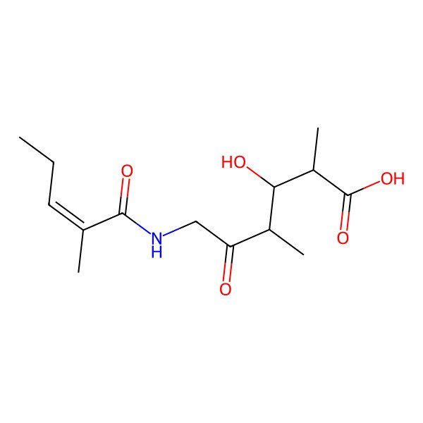 2D Structure of (2S,3R,4S)-3-hydroxy-2,4-dimethyl-6-[[(E)-2-methylpent-2-enoyl]amino]-5-oxohexanoic acid