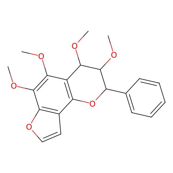 2D Structure of (2S,3R,4S)-3,4,5,6-tetramethoxy-2-phenyl-3,4-dihydro-2H-furo[2,3-h]chromene