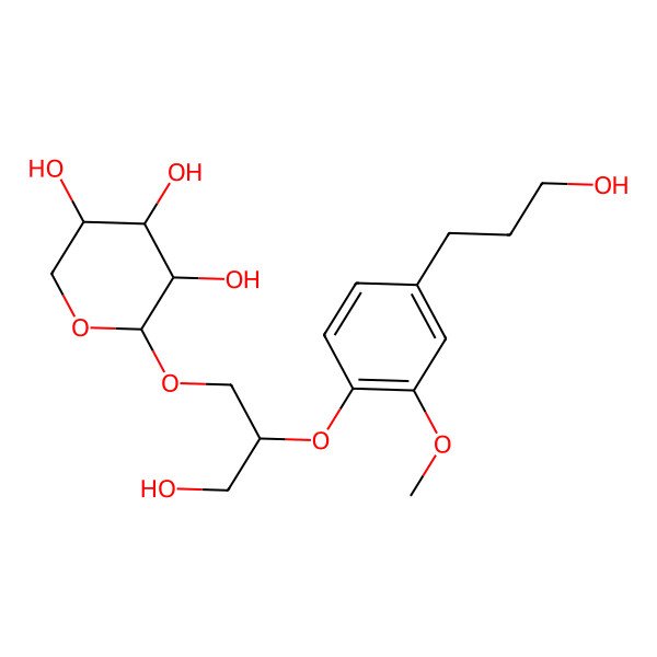 2D Structure of (2S,3R,4S,5R)-2-[(2R)-3-hydroxy-2-[4-(3-hydroxypropyl)-2-methoxyphenoxy]propoxy]oxane-3,4,5-triol