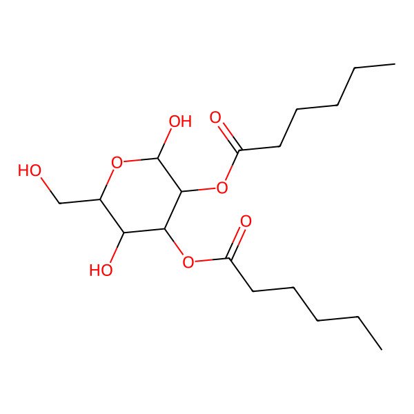 2D Structure of [(2S,3R,4S,5R,6R)-3-hexanoyloxy-2,5-dihydroxy-6-(hydroxymethyl)oxan-4-yl] hexanoate