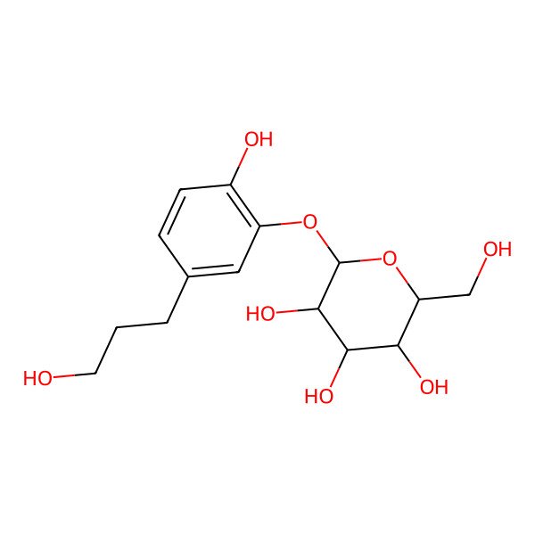 2D Structure of (2S,3R,4S,5S,6R)-2-[2-hydroxy-5-(3-hydroxypropyl)phenoxy]-6-(hydroxymethyl)oxane-3,4,5-triol