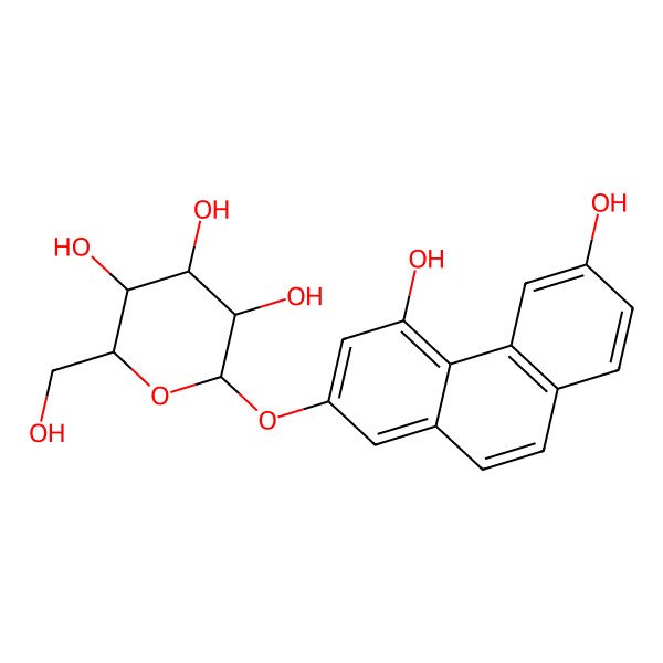 2D Structure of (2S,3R,4S,5S,6R)-2-(4,6-dihydroxyphenanthren-2-yl)oxy-6-(hydroxymethyl)oxane-3,4,5-triol