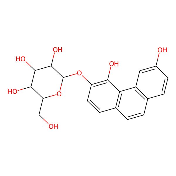 2D Structure of (2S,3R,4S,5S,6R)-2-(4,6-dihydroxyphenanthren-3-yl)oxy-6-(hydroxymethyl)oxane-3,4,5-triol 2D Structure of (2S,3R,4S,5S,6R)-2-(4,6-dihydroxyphenanthren-3-yl)oxy-6-(hydroxymethyl)oxane-3,4,5-triol