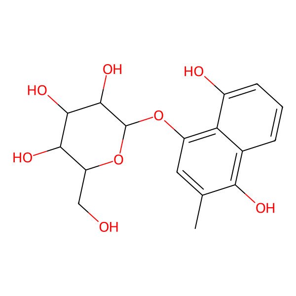 2D Structure of (2S,3R,4S,5S,6R)-2-(4,8-dihydroxy-3-methylnaphthalen-1-yl)oxy-6-(hydroxymethyl)oxane-3,4,5-triol
