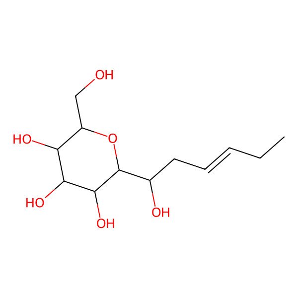 2D Structure of (2S,3R,4S,5S,6R)-2-[(Z)-1-hydroxyhex-3-enyl]-6-(hydroxymethyl)oxane-3,4,5-triol