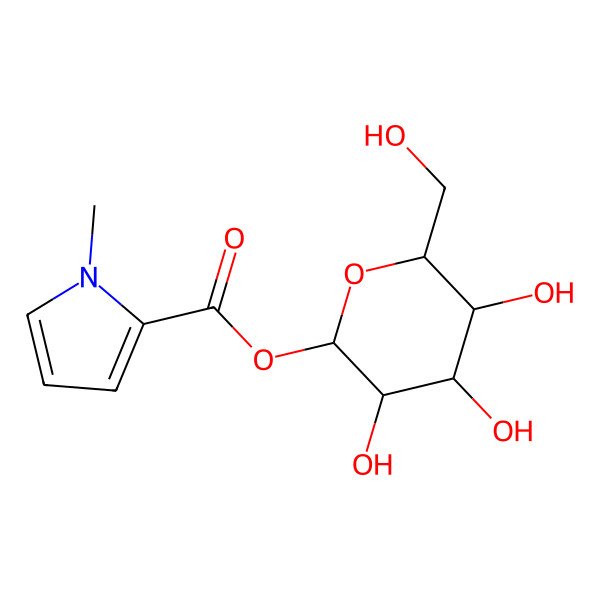 2D Structure of [(2S,3R,4S,5S,6R)-3,4,5-trihydroxy-6-(hydroxymethyl)oxan-2-yl] 1-methylpyrrole-2-carboxylate