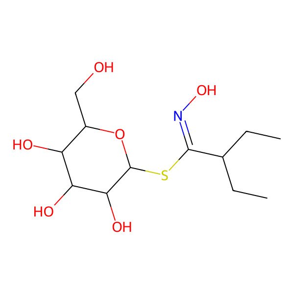 2D Structure of [(2S,3R,4S,5S,6R)-3,4,5-trihydroxy-6-(hydroxymethyl)oxan-2-yl] 2-ethyl-N-hydroxybutanimidothioate