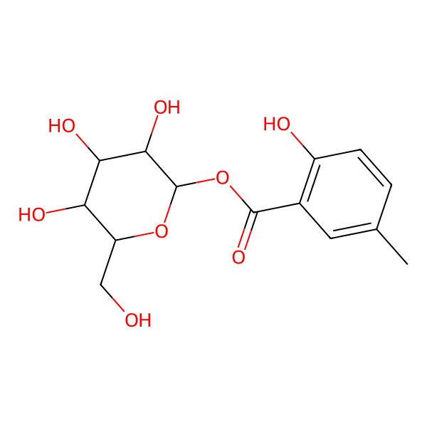 2D Structure of [(2S,3R,4S,5S,6R)-3,4,5-trihydroxy-6-(hydroxymethyl)oxan-2-yl] 2-hydroxy-5-methylbenzoate