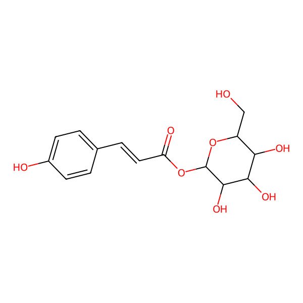 2D Structure of [(2S,3R,4S,5S,6R)-3,4,5-trihydroxy-6-(hydroxymethyl)oxan-2-yl] (Z)-3-(4-hydroxyphenyl)prop-2-enoate