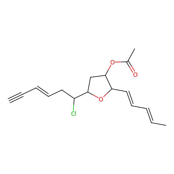 2D Structure of [(2S,3R,5R)-5-[(Z,1R)-1-chlorohex-3-en-5-ynyl]-2-[(1Z,3E)-penta-1,3-dienyl]oxolan-3-yl] acetate