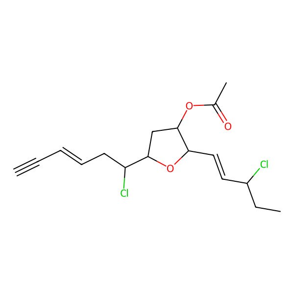 2D Structure of [(2S,3R,5R)-5-[(Z,1R)-1-chlorohex-3-en-5-ynyl]-2-[(Z,3R)-3-chloropent-1-enyl]oxolan-3-yl] acetate
