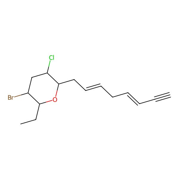 2D Structure of (2S,3R,5R,6R)-3-bromo-5-chloro-2-ethyl-6-[(2Z,5E)-octa-2,5-dien-7-ynyl]oxane