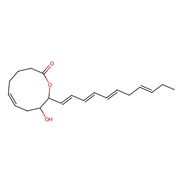 2D Structure of (2S,3R,5Z)-3-hydroxy-2-[(1Z,3E,5Z,8Z)-undeca-1,3,5,8-tetraenyl]-2,3,4,7,8,9-hexahydrooxecin-10-one