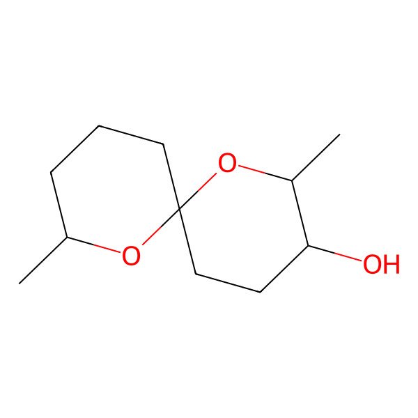 2D Structure of (2S,3R,6R,8S)-2,8-dimethyl-1,7-dioxaspiro[5.5]undecan-3-ol