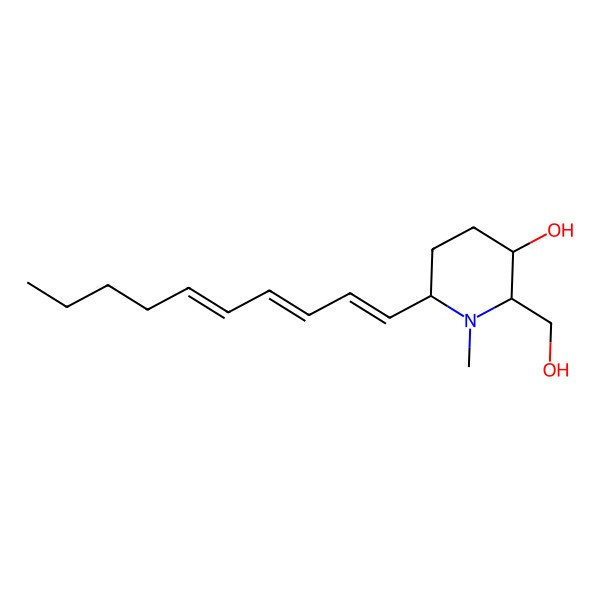 2D Structure of (2S,3R,6S)-6-[(1E,3E,5E)-deca-1,3,5-trienyl]-2-(hydroxymethyl)-1-methylpiperidin-3-ol