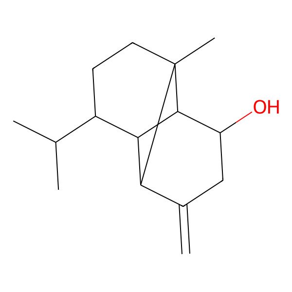 2D Structure of (2S,3R,8R)-1-methyl-5-methylidene-8-propan-2-yltricyclo[4.4.0.02,7]decan-3-ol