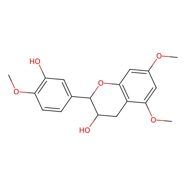 2D Structure of (2S,3S)-2-(3-hydroxy-4-methoxyphenyl)-5,7-dimethoxy-3,4-dihydro-2H-chromen-3-ol 2D Structure of (2S,3S)-2-(3-hydroxy-4-methoxyphenyl)-5,7-dimethoxy-3,4-dihydro-2H-chromen-3-ol