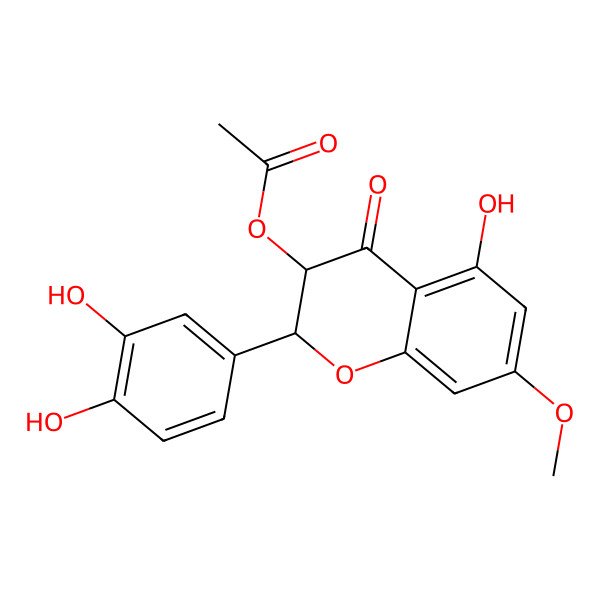 2D Structure of [(2S,3S)-2-(3,4-dihydroxyphenyl)-5-hydroxy-7-methoxy-4-oxo-2,3-dihydrochromen-3-yl] acetate