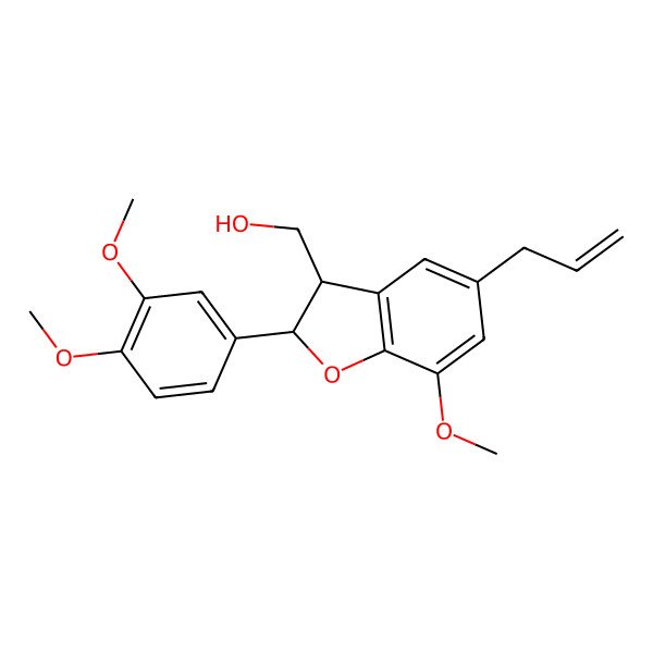 2D Structure of [(2S,3S)-2-(3,4-dimethoxyphenyl)-7-methoxy-5-prop-2-enyl-2,3-dihydro-1-benzofuran-3-yl]methanol