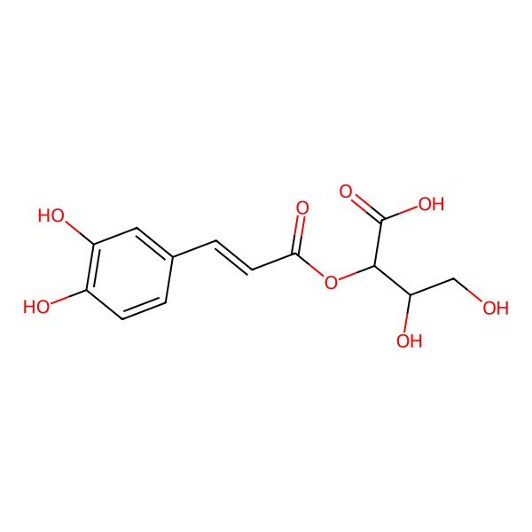 2D Structure of (2S,3S)-2-[(E)-3-(3,4-dihydroxyphenyl)prop-2-enoyl]oxy-3,4-dihydroxybutanoic acid