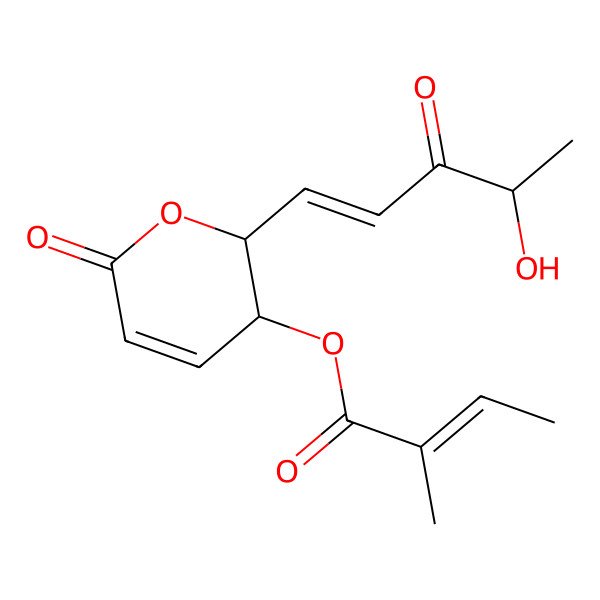 2D Structure of [(2S,3S)-2-[(Z,4R)-4-hydroxy-3-oxopent-1-enyl]-6-oxo-2,3-dihydropyran-3-yl] (E)-2-methylbut-2-enoate