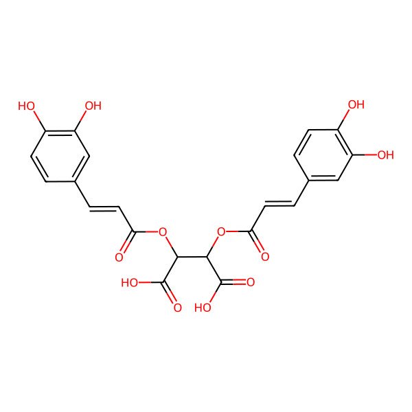 2D Structure of (2S,3S)-2,3-bis[3-(3,4-dihydroxyphenyl)prop-2-enoyloxy]butanedioic acid