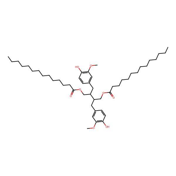 2D Structure of [(2S,3S)-2,3-bis[(4-hydroxy-3-methoxyphenyl)methyl]-4-tetradecanoyloxybutyl] tetradecanoate