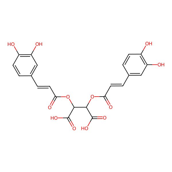 2D Structure of (2S,3S)-2,3-bis[[(Z)-3-(3,4-dihydroxyphenyl)prop-2-enoyl]oxy]butanedioic acid