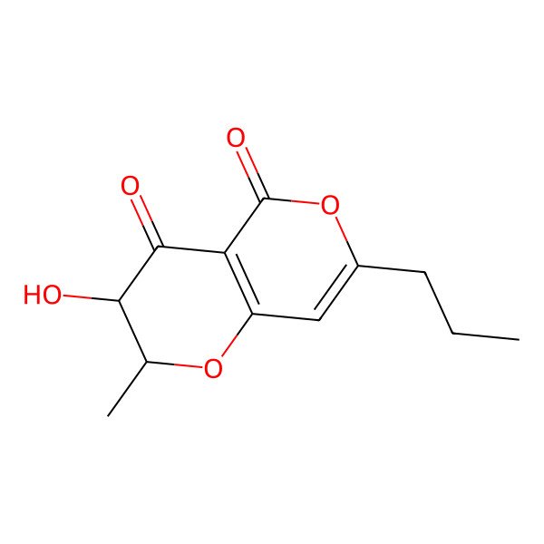 2D Structure of (2S,3S)-3-hydroxy-2-methyl-7-propyl-2,3-dihydropyrano[3,2-c]pyran-4,5-dione