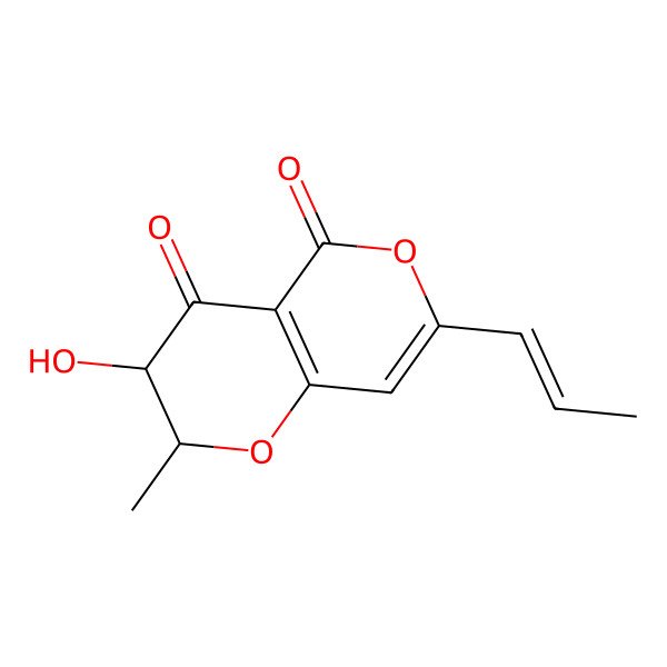 2D Structure of (2S,3S)-3-hydroxy-2-methyl-7-[(Z)-prop-1-enyl]-2,3-dihydropyrano[3,2-c]pyran-4,5-dione