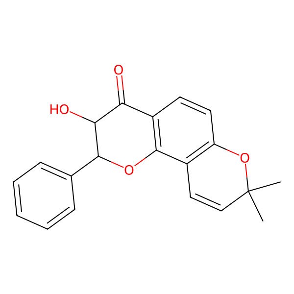 2D Structure of (2S,3S)-3-hydroxy-8,8-dimethyl-2-phenyl-2,3-dihydropyrano[2,3-f]chromen-4-one