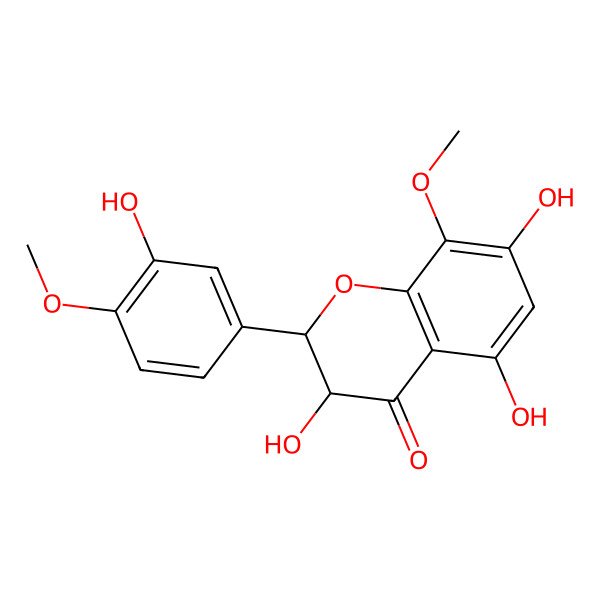 2D Structure of (2S,3S)-3,5,7-trihydroxy-2-(3-hydroxy-4-methoxyphenyl)-8-methoxy-2,3-dihydrochromen-4-one