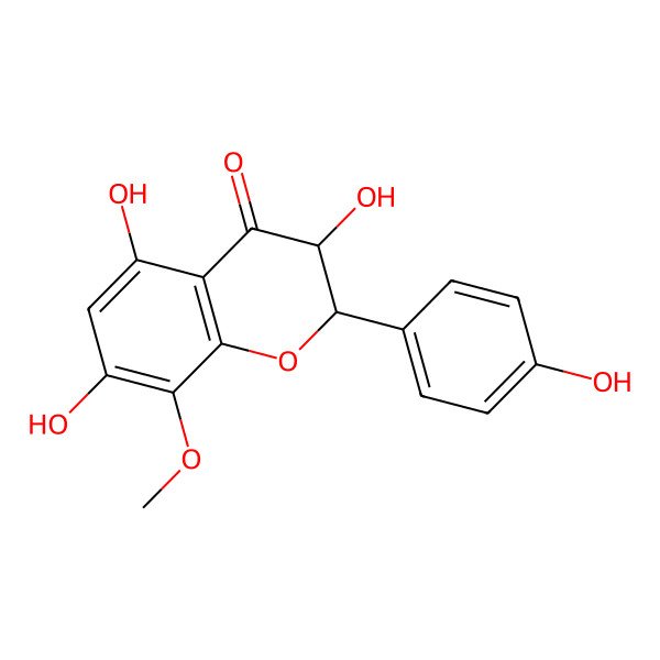 2D Structure of (2S,3S)-3,5,7-trihydroxy-2-(4-hydroxyphenyl)-8-methoxy-2,3-dihydrochromen-4-one