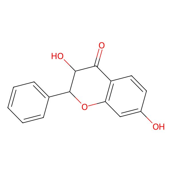2D Structure of (2S,3S)-3,7-dihydroxy-2-phenyl-2,3-dihydrochromen-4-one