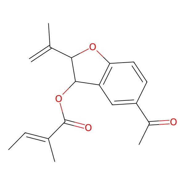 2D Structure of [(2S,3S)-5-acetyl-2-prop-1-en-2-yl-2,3-dihydro-1-benzofuran-3-yl] (Z)-2-methylbut-2-enoate
