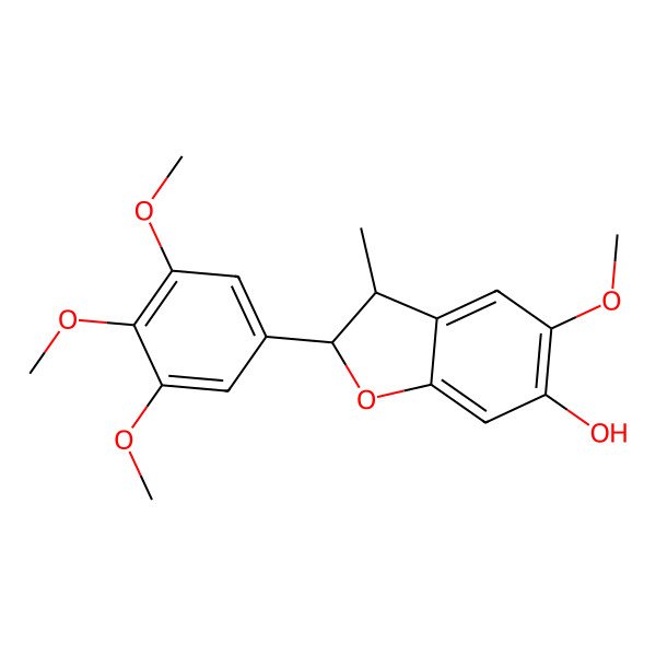 2D Structure of (2S,3S)-5-methoxy-3-methyl-2-(3,4,5-trimethoxyphenyl)-2,3-dihydro-1-benzofuran-6-ol