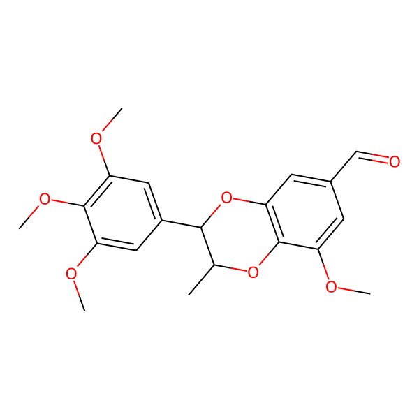 2D Structure of (2S,3S)-5-methoxy-3-methyl-2-(3,4,5-trimethoxyphenyl)-2,3-dihydro-1,4-benzodioxine-7-carbaldehyde