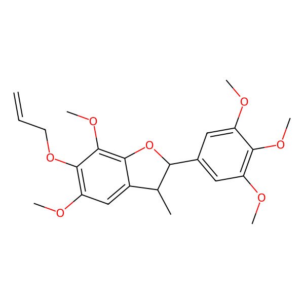 2D Structure of (2S,3S)-5,7-dimethoxy-3-methyl-6-prop-2-enoxy-2-(3,4,5-trimethoxyphenyl)-2,3-dihydro-1-benzofuran