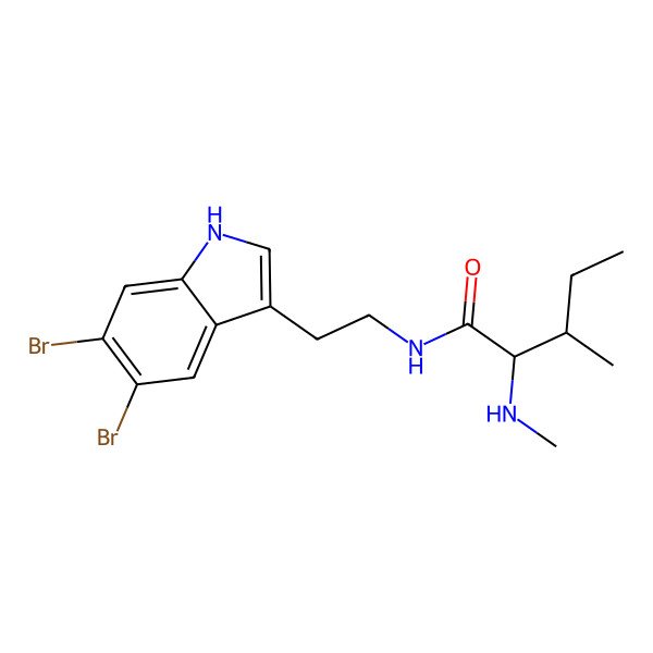 2D Structure of (2S,3S)-N-[2-(5,6-dibromo-1H-indol-3-yl)ethyl]-3-methyl-2-(methylamino)pentanamide