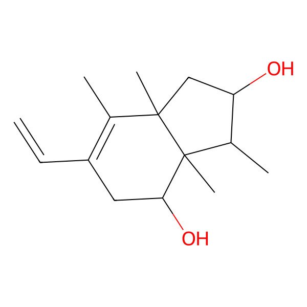2D Structure of (2S,3S,3aS,4R,7aS)-6-ethenyl-3,3a,7,7a-tetramethyl-2,3,4,5-tetrahydro-1H-indene-2,4-diol