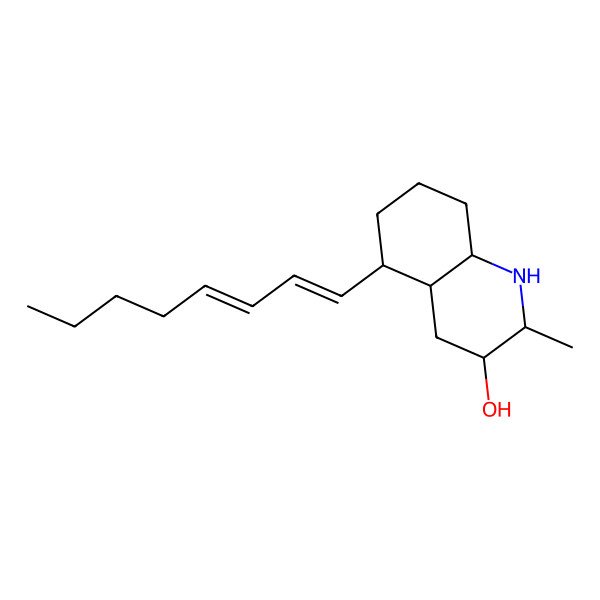 2D Structure of (2S,3S,4aS,5R,8aR)-2-methyl-5-[(1E,3E)-octa-1,3-dienyl]-1,2,3,4,4a,5,6,7,8,8a-decahydroquinolin-3-ol