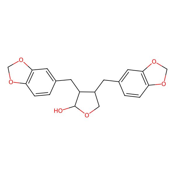 2D Structure of (2S,3S,4R)-3,4-bis(1,3-benzodioxol-5-ylmethyl)oxolan-2-ol